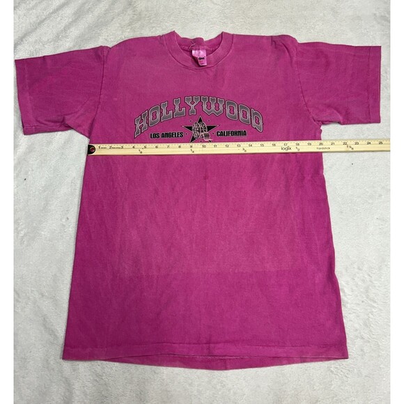 Vtg Pink Single Stitch Hollywood Los Angeles California Graphic T-Shirt Size L - Picture 7 of 9